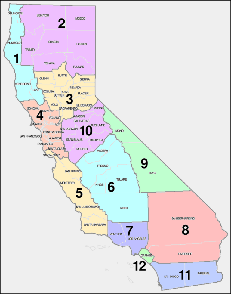 California Traffic Districts Map - My Trip Check